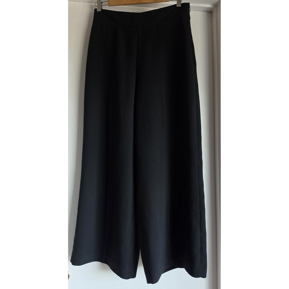 Zara Woman Black Pants Size M Solid Wide Leg Trousers Minimalist High Waist
